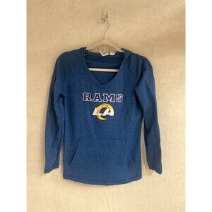 Los Angeles Rams Women's Blue/Football Hood V-Neck Long Sleeve Shirt Small